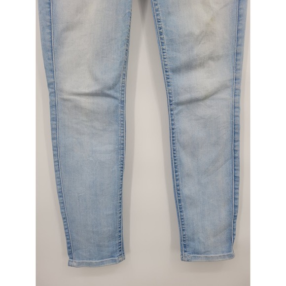 7 for All Mankind 27 Mid-Rise Cropped Skinny Jeans Light Wash Slim Faded - Picture 3 of 7